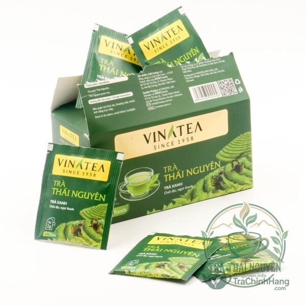 Trà Thái Nguyên túi lọc Vinatea hộp 25 gói hương cốm non