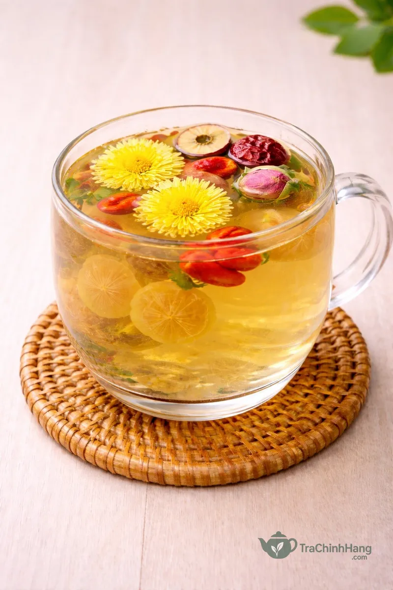 Trà Dưỡng Nhan 5 Vị - Công dụng làm đẹp da sáng mắt