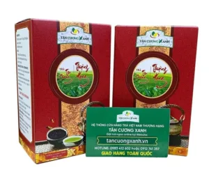 Hộp Trà Thái Nguyên QT10 100g - Hộp thiếc đỏ quà tặng doanh nghiệp