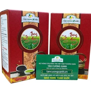 Hộp Trà Thái Nguyên QT10 100g - Hộp thiếc đỏ quà tặng doanh nghiệp