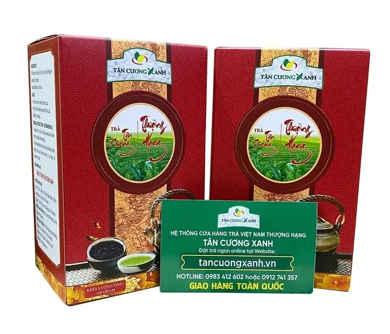 Hộp Trà Thái Nguyên QT10 100g - Hộp thiếc đỏ quà tặng doanh nghiệp