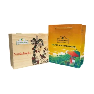 hộp trà tân cương gỗ thông tcx 2 quà biếu cao cấp