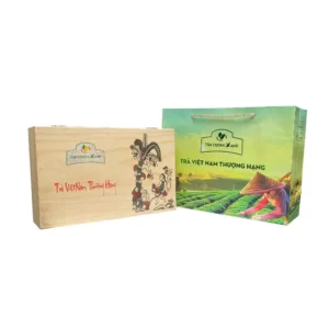 hộp gỗ thông chạm khắc tranh bộ trà ô long thượng hạng tcx 05 500g