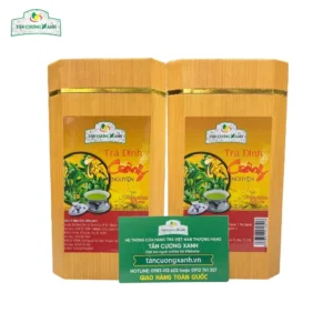Trà Đinh Tân Cương Tiến Vua 200g hộp vân gỗ sang trọng