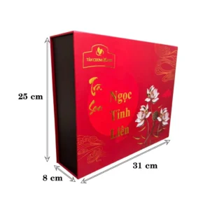 thiết kế vỏ ngoài của bộ hộp trà đinh ướp sen ngọc tỉnh liên