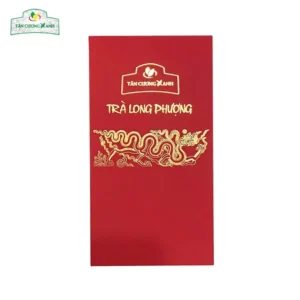 Chi tiết túi xách và hộp trà Long Phượng