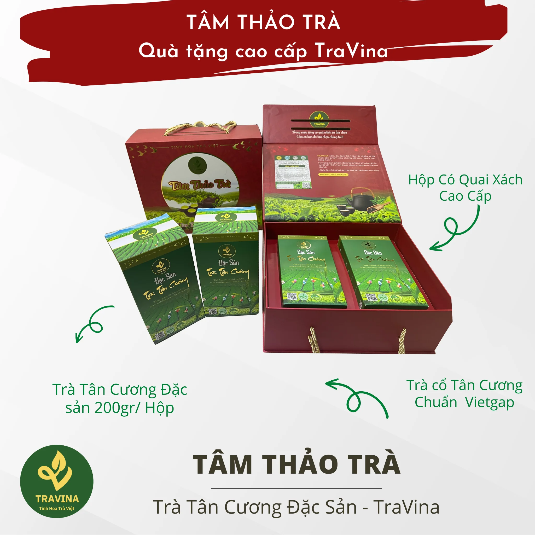 Set Trà Tâm Thảo hộp quà trà Tân Cương 400g
