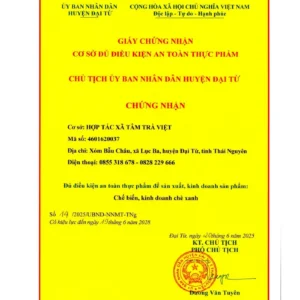 Trà Đinh Ngọc chứng nhận an toàn thực phẩm