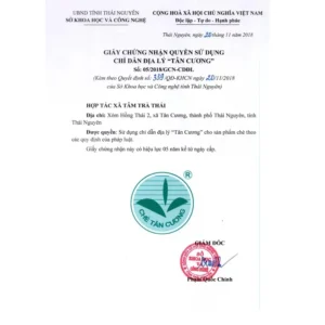 Trà Đinh Tiến Vua chứng nhận chất lượng