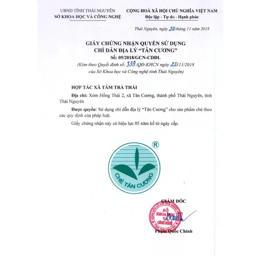 Trà Đinh Tiến Vua chứng nhận chất lượng