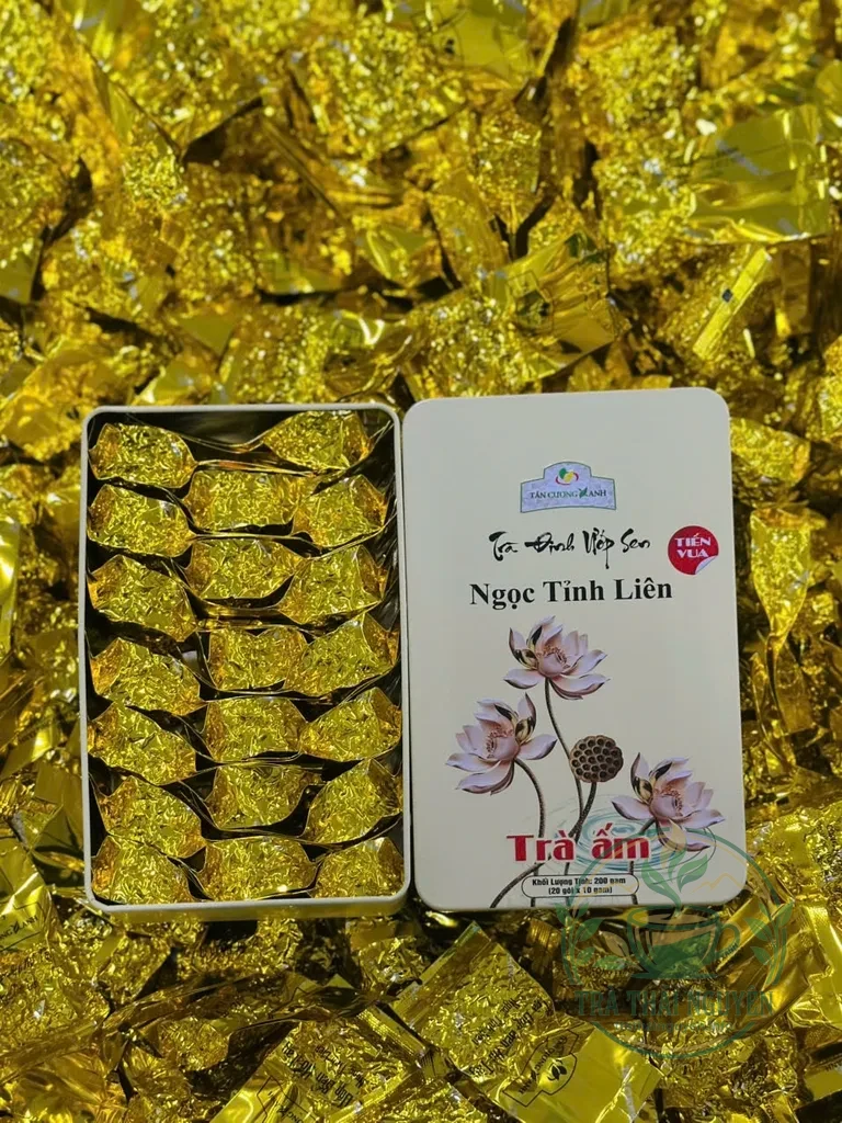 Chi tiết đóng gói quyết định giá hộp trà sen ngọc tỉnh liên tiến vua 200g