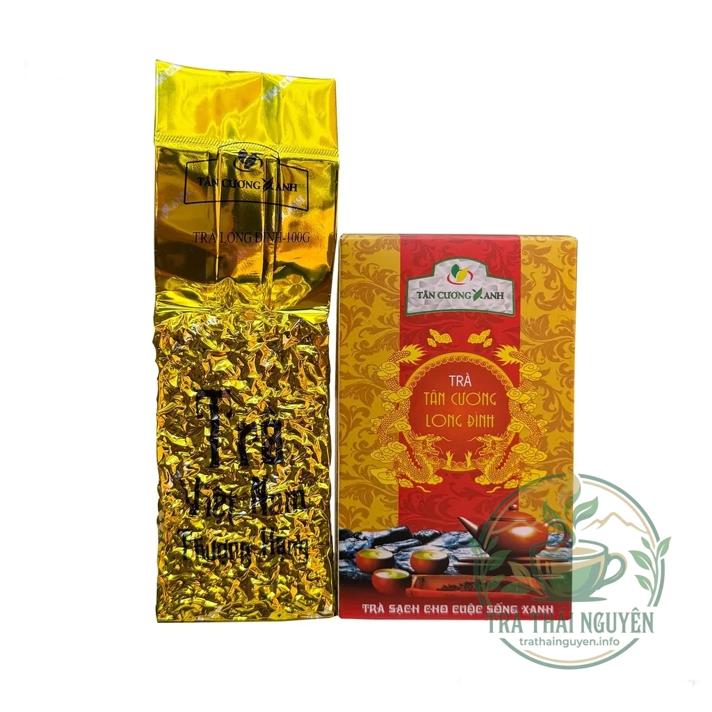 Gói trà tân cương long đình 100g hút chân không cao cấp