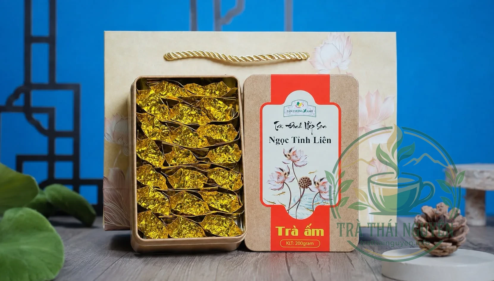 Trà sen tây hồ 100g tân cương xanh thanh tao hương sen Hà Thành